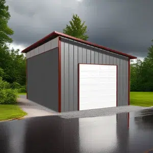 18x24 C-Channel prefab garage kit with grey metal siding.