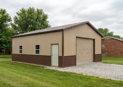 24x32 steel workshop with drive-through view in Barrie