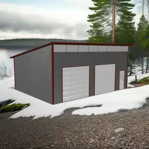 24x36 C-Channel prefab garage kit in snowy landscape
