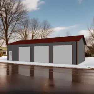 24x48 steel prefab garage kit with snowy backdrop