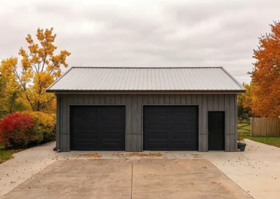 30x32 insulated detached garage with side entry in Oshawa, featuring steel construction.