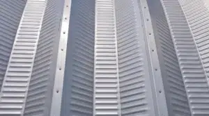 Close-up of arched Quonset roof in steel construction