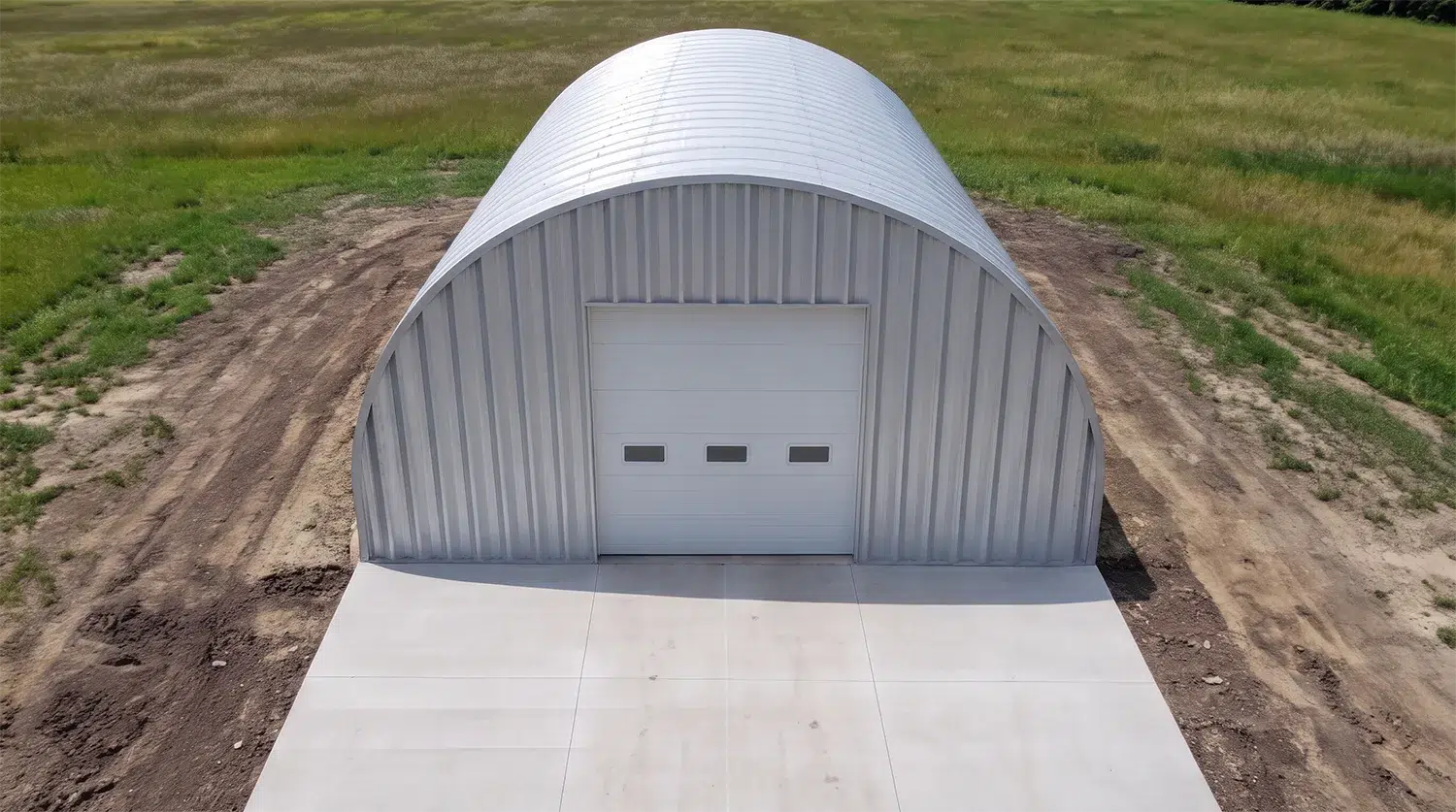 40x50 arched Quonset steel garage in Charlottetown, PEI.