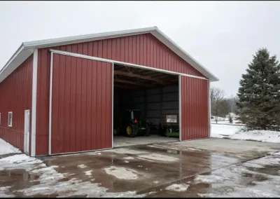 40x80 industrial steel warehouse in Brampton with front entrance view