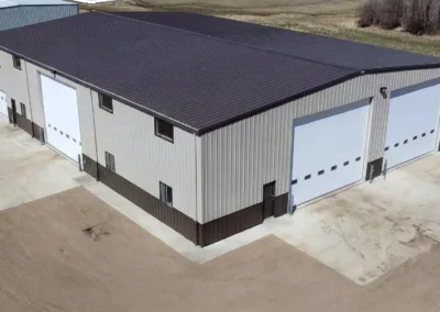 Aerial view of a 40x80x16 steel manufacturing building in Kirkland Lake