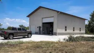 50x36 prefabricated steel garage with truck in Kamloops BC