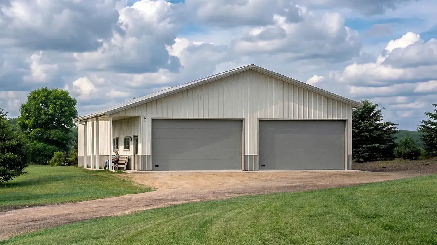 60x42 prefabricated metal garage in Medicine Hat Alberta with grey doors