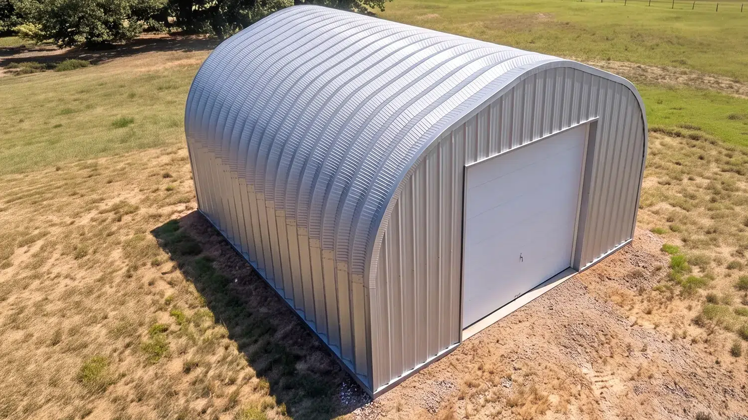 Steel Quonset garage in Whitehorse Yukon for equipment storage